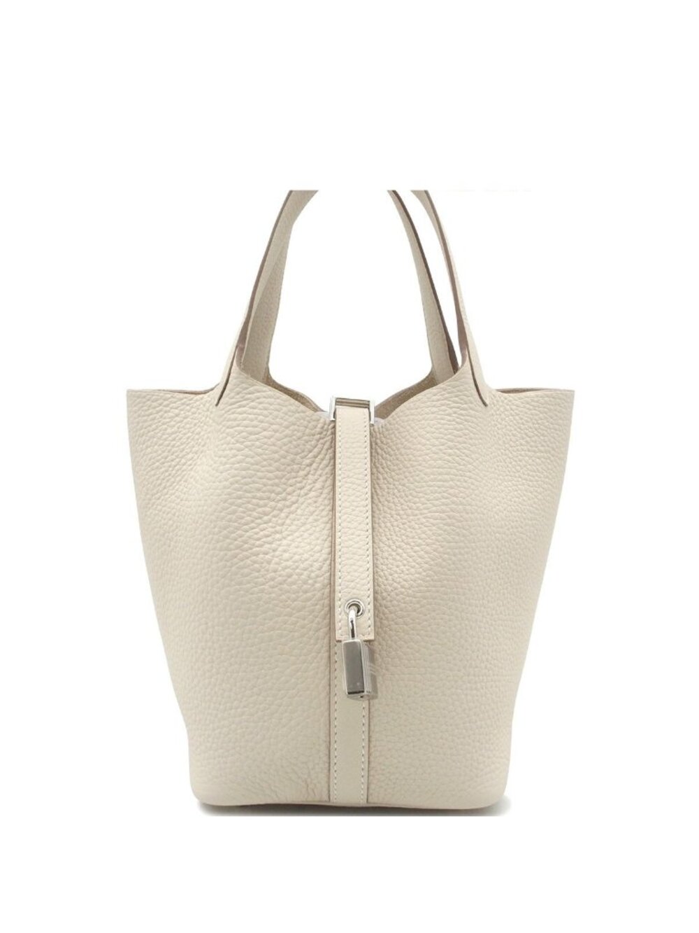 Hermes Picotin Lock PM Cream Silver Taurillon Clemence Handbag